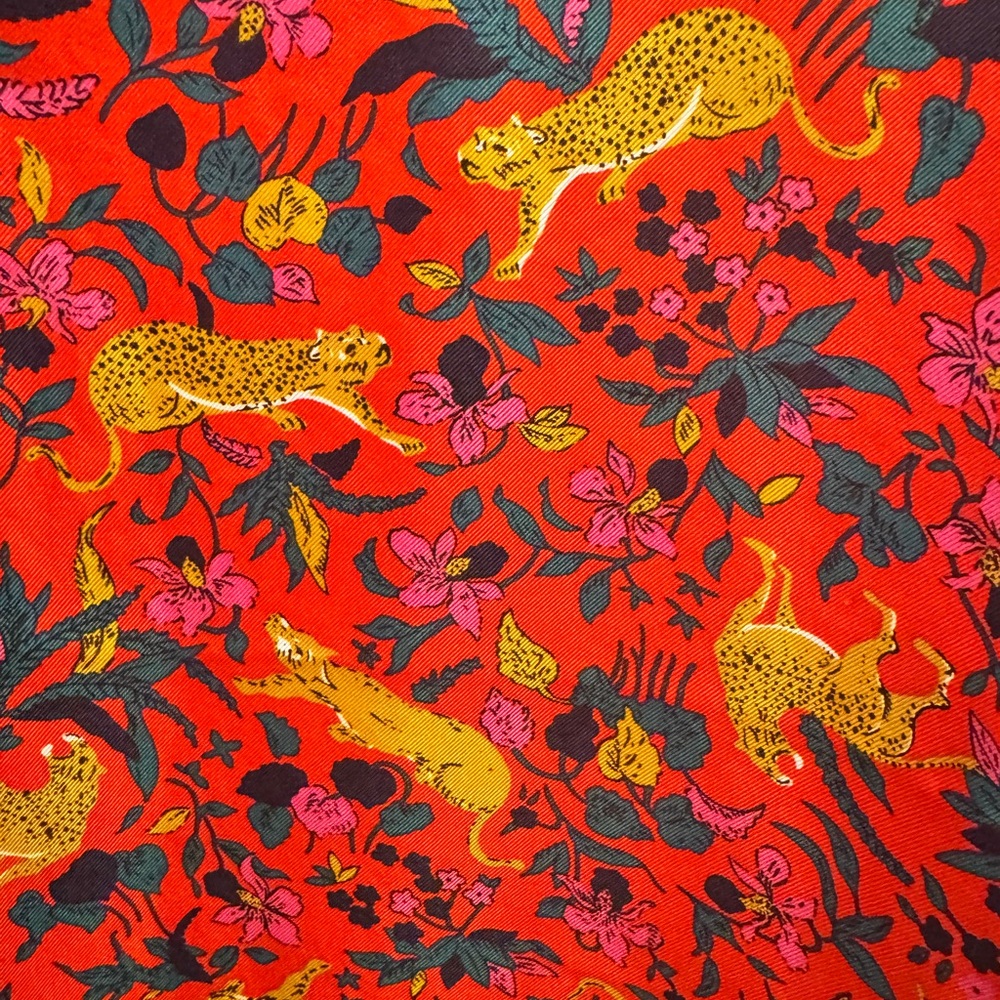 J. Crew Vibrant Red Blouse with Animal Motif - Picture 2 of 4